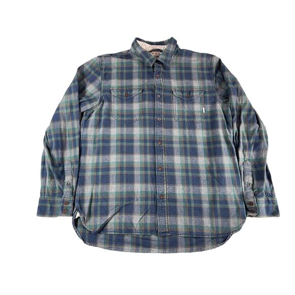 Vans Shirt Mens Large Blue Button Up Plaid Off The Wall Skater Outdoor Sports - Picture 1 of 12